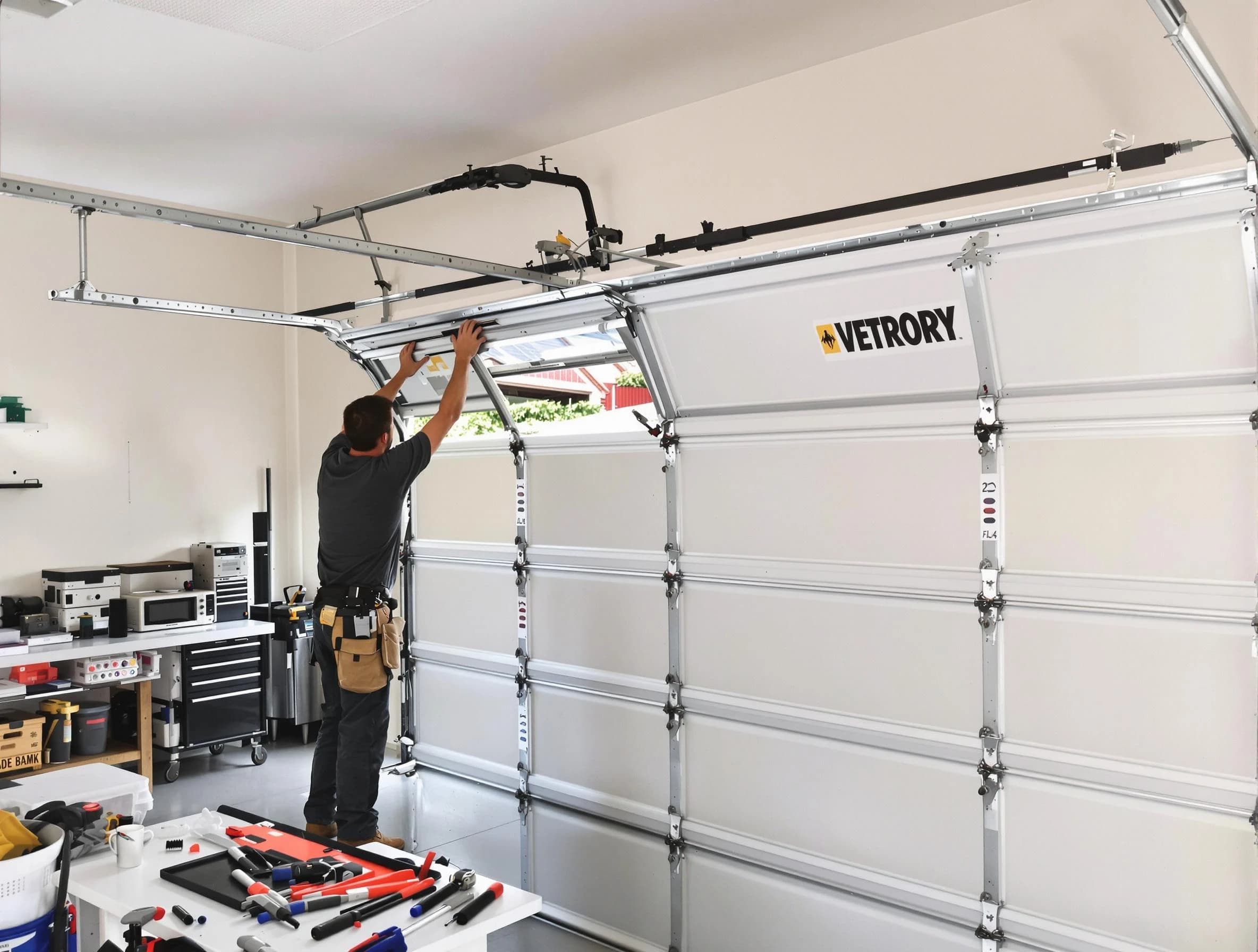 Lafayette Garage Door Repair technician performing section replacement in Lafayette