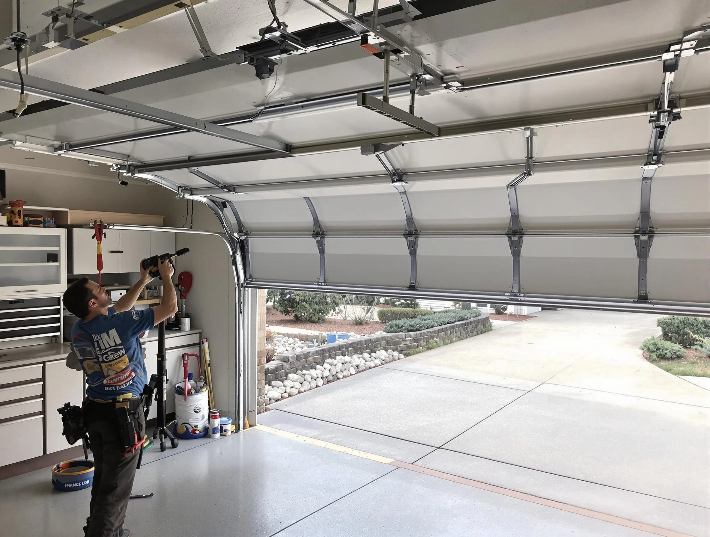 Garage door track repair service by Lafayette Garage Door Repair in Lafayette