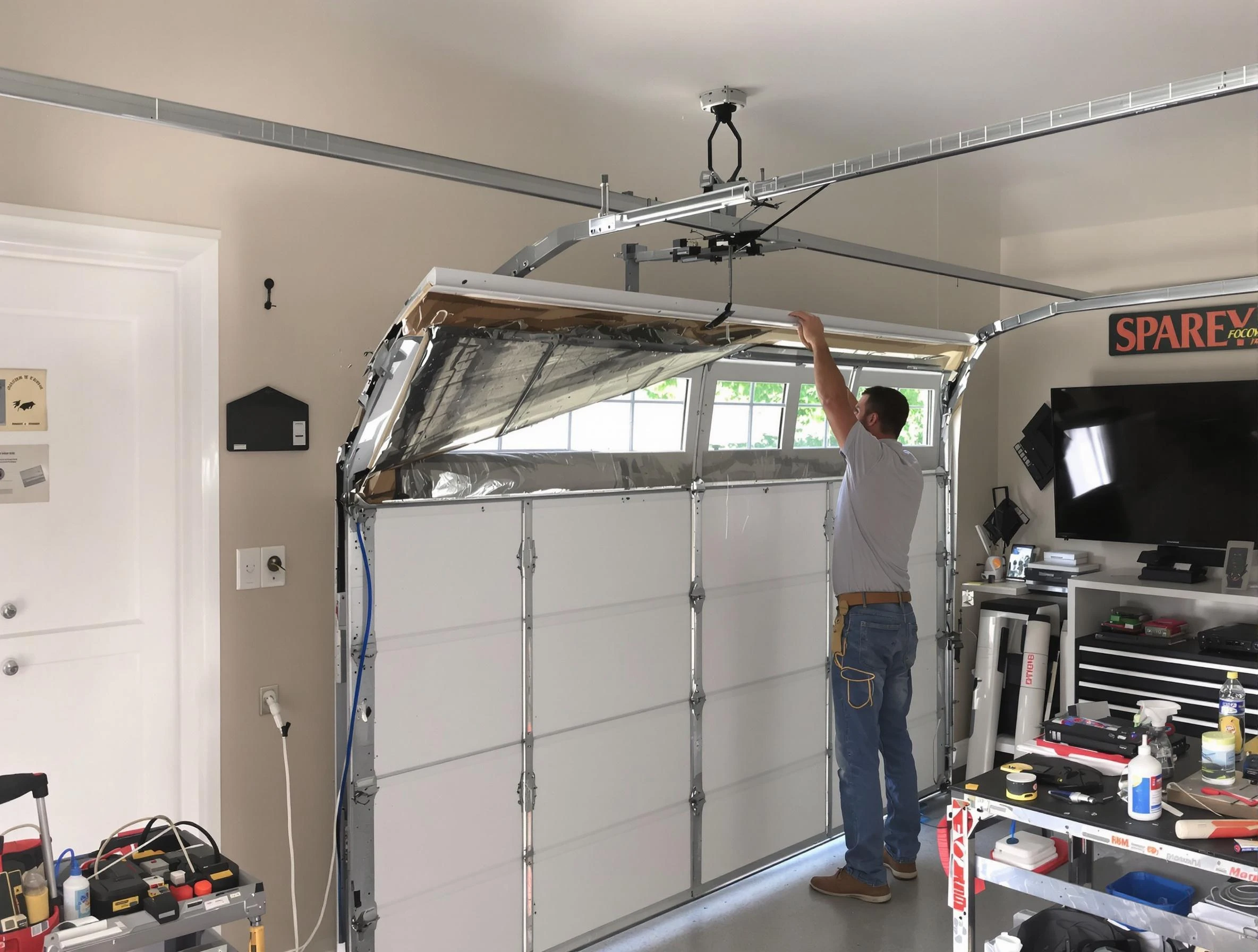 Garage door section replacement by Lafayette Garage Door Repair in Lafayette