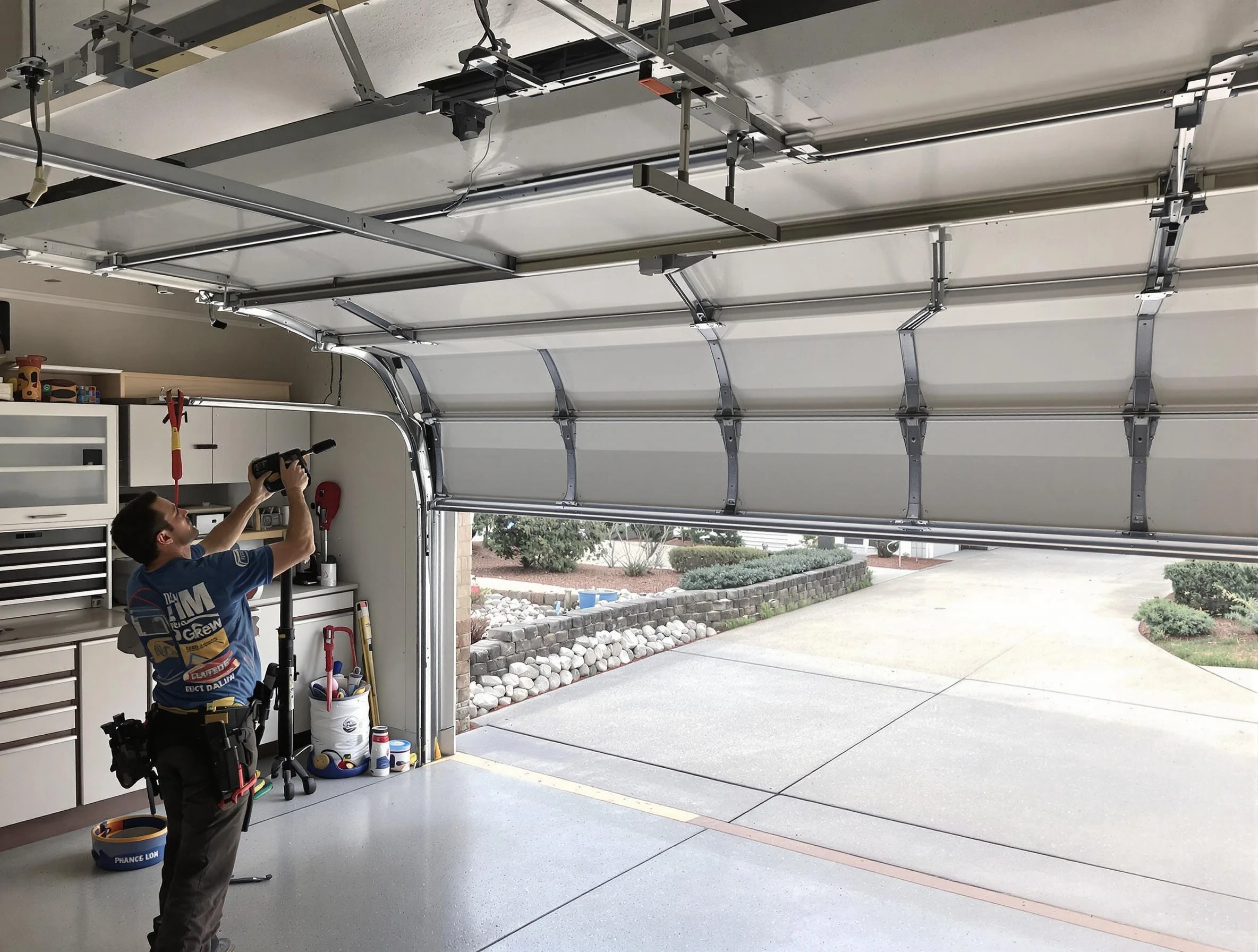Garage door track repair service by Lafayette Garage Door Repair in Lafayette